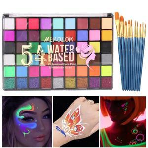 54 가지 색상 페이스 바디 페인트 키트 글로우 형광 네온 수용성 다채로운 그림 축제 파티 아트 메이크업