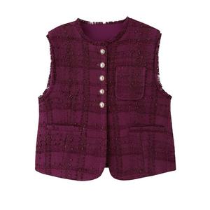 EAMT 여자 조끼 가을 캐주얼 정장 라운드넥 EUNG3