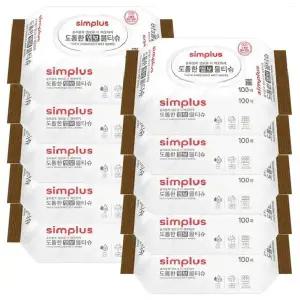 홈플러스 심플러스 물티슈 7단계정수 캡 100매 x10개