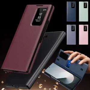 [유니커블]갤럭시 z폴드 7 6 5 4 3 모던 스마트 뷰 가죽 플립 풀커버 카드 지갑 하드 지폴드 폴더 케이스