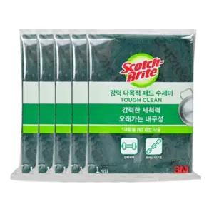 3M 강력 다목적 패드 수세미 (대형) 5매 15cm x 23cm 주방 설겆이 다목적 AL-345