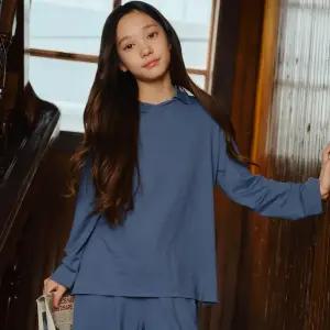 마밤 MSMV 피치기모 아동 주니어 잠옷 초등학생 파자마 내의 실내복 세트 카라넥애쉬블루