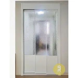 [바른도어]36번 초슬림3연동중문 고시형 화이트 아쿠아강화유리a