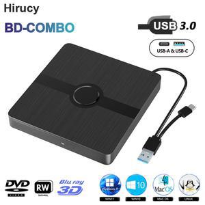 cd 리더기 롬 외장 블루레이 DVD 드라이브 USB 3.0 휴대용 3D BD 콤보 광학 버너 플레이어 리더 노트북 PC 윈도우 11 맥용