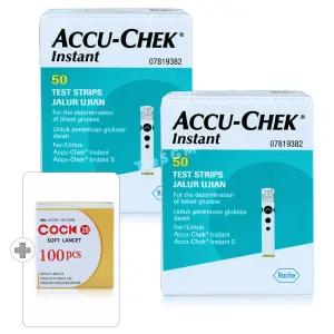 로슈 아큐첵 인스턴트 당뇨 혈당 검사지 시험지 측정지 100매+침 100개