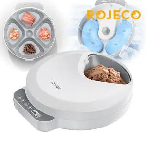 로제코 고양이 강아지 자동 급식기 4구 습식 사료 애견 배식기 식기