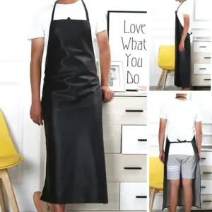인조 가죽 방수 앞치마 블랙 물 기름 오염 방지 미술 작업 레자 앞치마 120X78cm