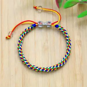 오색실 팔찌 매듭 실 행운 행운 건강 행복 기원 길이