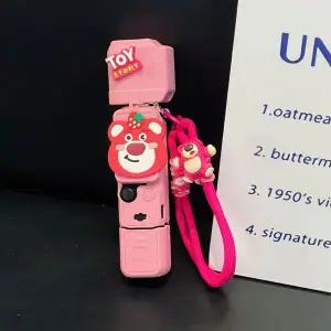 DJI 오즈모 포켓 3용 로프 스트랩 딸기곰 보호 케이스 실리콘 렌즈 캡 보호기 카메라 쉘 액세서리