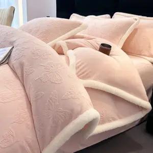 고고딜 코럴 벨벳 극세사 겨울 이불커버 침구세트 고급스러운 침대용