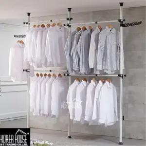 4단 폴행거 기둥식 38mm 드레스룸 매장용 옷걸이 쉬운조립 고정 폴헹거 국산 옷가게 커버