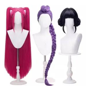 루미 가발 성인용 어린이용 보라색 골든 헌트릭스 케데헌