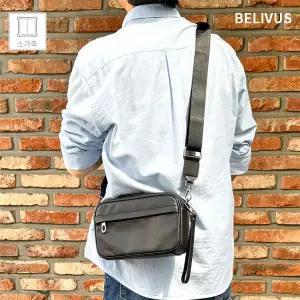빌리버스 남자 남성 미니 블랙 고급 소가죽 클러치 심플 크로스백 맨스백 BJE350