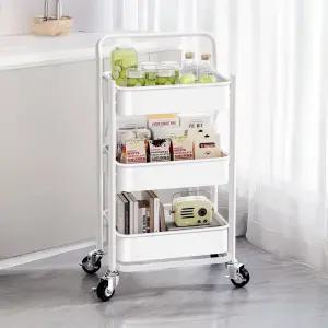 구디푸디 접이식 3단 이동형 철제 트롤리 주방카트 웨건 (2color)