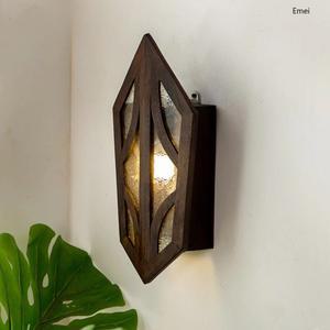 동남아시아 조명 태국 크리에이티브 레트로 벽 램프 단단한 나무 조각 벽 램프