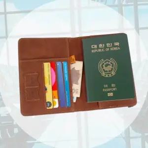 해외 여행 가죽 여권케이스 트레블 월렛 기본 갈색 여권커버 해킹방지여권커버 갈색여권커버 RFID 차단