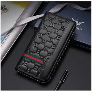 윌리엄폴로 기하학 엠보 소가죽 장지갑