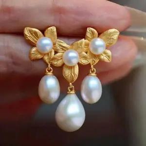 고품질 물방울 쉘비즈 무광 레트로 단아한 진주 브로치 옷핀 (WE82B80)