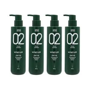아모스 녹차실감 샴푸 지성 두피용 500g 4개