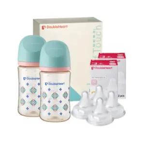 더블하트 아기 젖병 240ml 젖꼭지 M 트윈 세트 단청