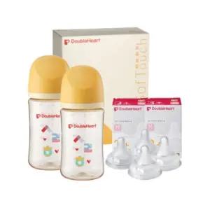 더블하트 아기 젖병 240ml 젖꼭지 M 트윈 세트 한글