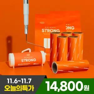 스트롱 사선 긴 돌돌이 밀대 테이프 클리너 롱핸들+리필 7개