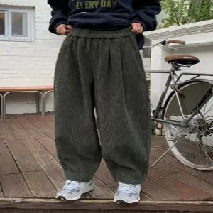 코듀로이 배기핏 도톰 기모 밴딩 팬츠 (2color)