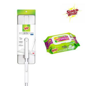 3M 스카치브라이트 대형 올터치 더블액션 막대걸레 + 더블액션 물걸레 청소포(20매) 세트