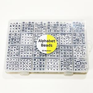 맘아트 알파벳 사각구슬 대용량 화이트 7mm 비즈