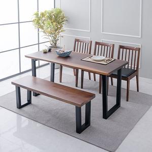 [지베스]브루클린2 장미목 원목 우드슬랩 6인용식탁세트(벤치형)