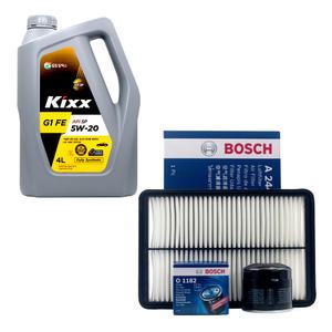 올뉴모닝 가솔린 엔진오일 킥스 G1 FE 5W20 4리터 보쉬 오일필터 에어필터 세트