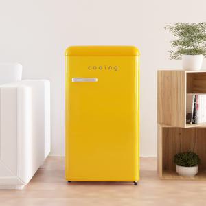 쿠잉 레트로 미니냉장고 REF-S92 옐로우 예쁜 작은 소형 중형 원룸 사무실 음료수