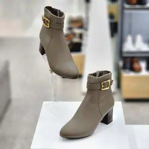 [탠디]122517 여성 6cm 브라운베이지 깔끔 골드벨트장식 앵클 부츠_JK