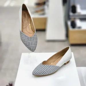 [탠디]TDW120006Z 플랫 구두 2cm 그레이 스틸레토 하운드체크 여화_JK