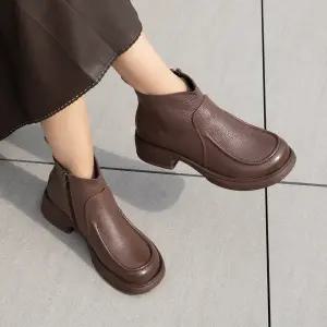 천연소가죽 기모안감 스티치라인 이글 앵클부츠