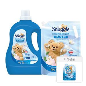 스너글 초고농축 섬유유연제 블루스파클 1.8L, 1개+리필 2.6L, 1개+증정(블루스파클 플러스 100ml, 1개)