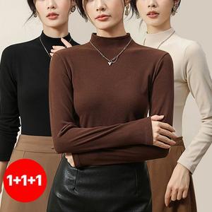 (3종세트)스타일아유 가을 겨울 슬림 티셔츠 여성 하이넥 반폴라 이너 상의 긴팔티 TS2209