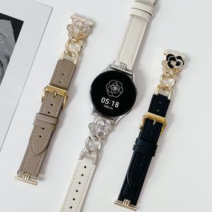 갤럭시 워치 7 스트랩 6 5 플라워 체인 레더 액티브 1 2 가죽 스트랩