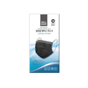 웰메이드 일회용 페이스마스크 블랙 5매 x 3개