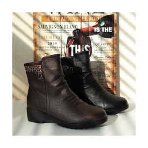 (천연소가죽) 기모안감 착화감좋은 큐빅 셔링 앵클부츠 4cm