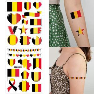 타투 2시트 벨기에 플래그 문신 스티커 방수 멋진 스타일링 바디  Diy 여성 팔 손