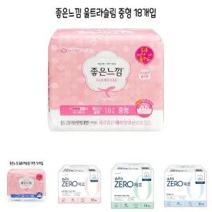 (중형 18개입) 좋은느낌 울트라슬림 생리대/패드/생리/용품/여성/여자/흡수/샘방지/마법/그날/편한/분비물