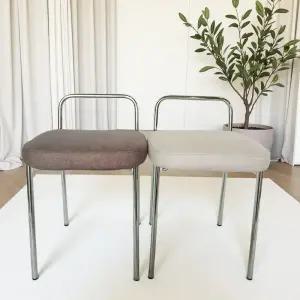 엘엠가구 등받이 간이보저 의자 실버 도금 화장대 의자