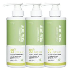리얼 네이처 알로에베라 클렌징폼 500ml 3개 / 수분진정 세정력UP 풍성한거품