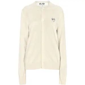 꼼데가르송 25SS 화이트 화이트 하트 로고 울 카디건 AX-N065-051-3