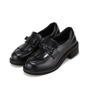 바바라 소가죽 리본 하트 장식 여성 로퍼 5cm_BBH541