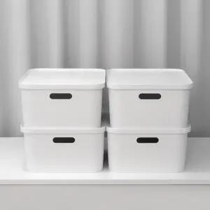 국내제작 엔드세이브 손잡이 뚜껑 수납정리함 M 4개 리빙박스 옷 소품박스 팬트리 수납함