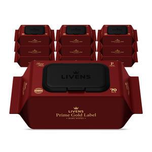 리벤스 프라임 골드라벨 도톰한 엠보싱 아기 물티슈 캡형 70매 10팩