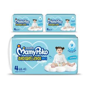 마미포코 하이퍼드라이팬티 여아 기저귀 대형42매 x3개