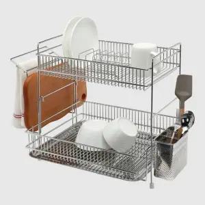 올스텐 강선 2단 일체형 식기건조대(대) 설거지건조대